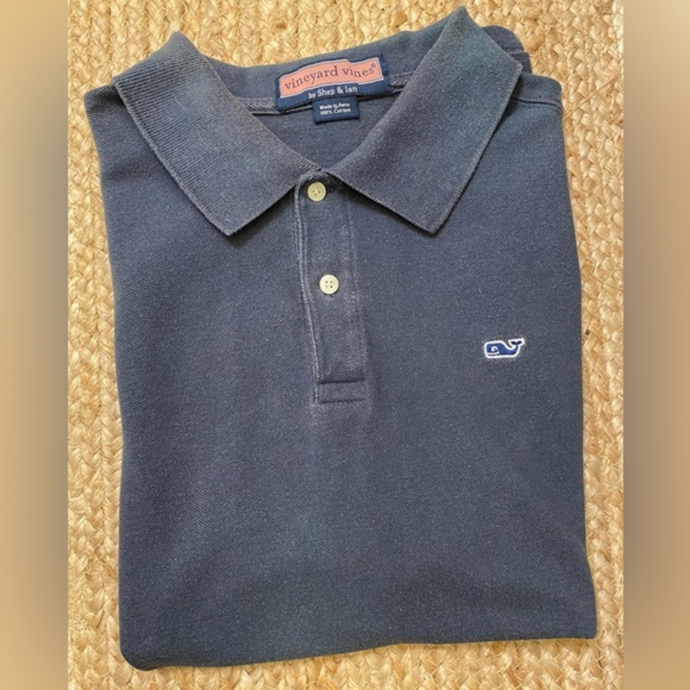 Vineyard Vines Boy’s L (16-18)‎ Navy 100% Cotton Polo Shirt